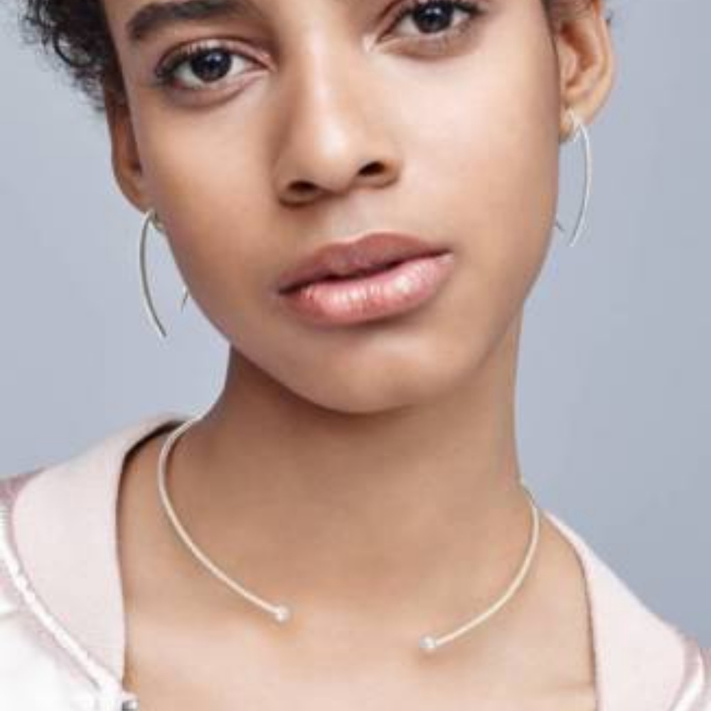 NADRI CZ COLLAR NECKLACE  RHODIUM PLATED SILVER